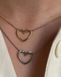 love pendant chain golden and silver