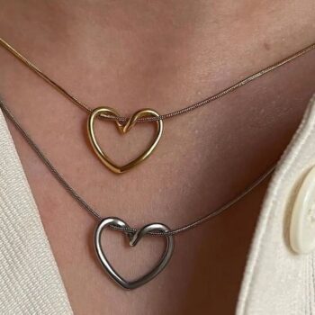 Love Heart Chain Necklace Silver and Golden
