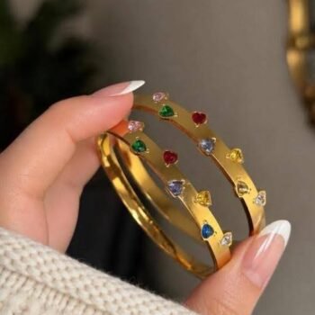 Stainless steel multi zircon bangle