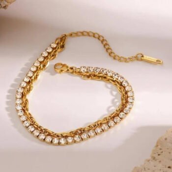 Stainless steel multi zircon bangle