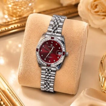 Diamond blue – silver ruby maroon dust watch